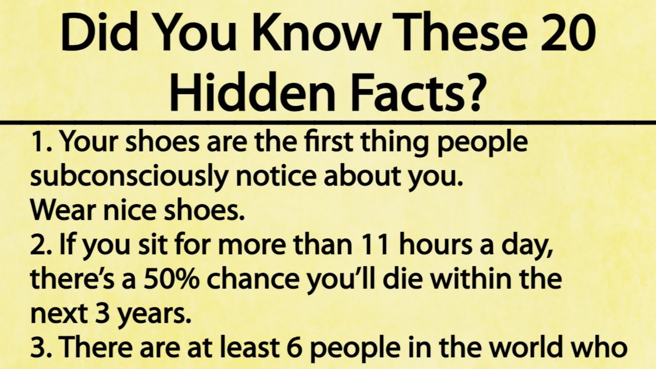 Did You Know These 20 Hidden Facts | Very Informative