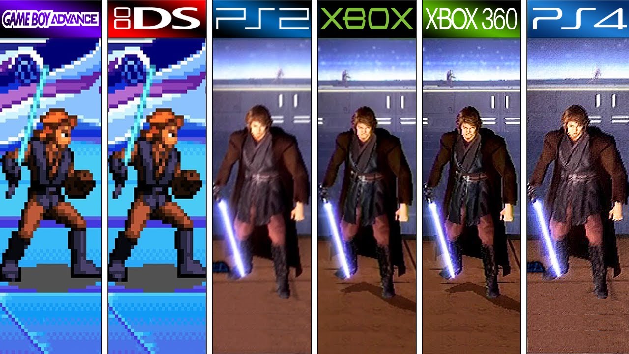 Star Wars Episode III Revenge of the Sith  (2005) GBA vs DS vs PS2 vs XBOX vs XBOX 360 vs PS4