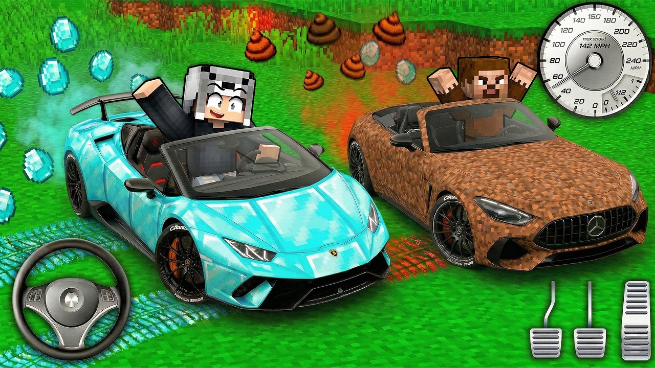 ZENGİN VS FAKİR ARABA YARIŞI - Minecraft