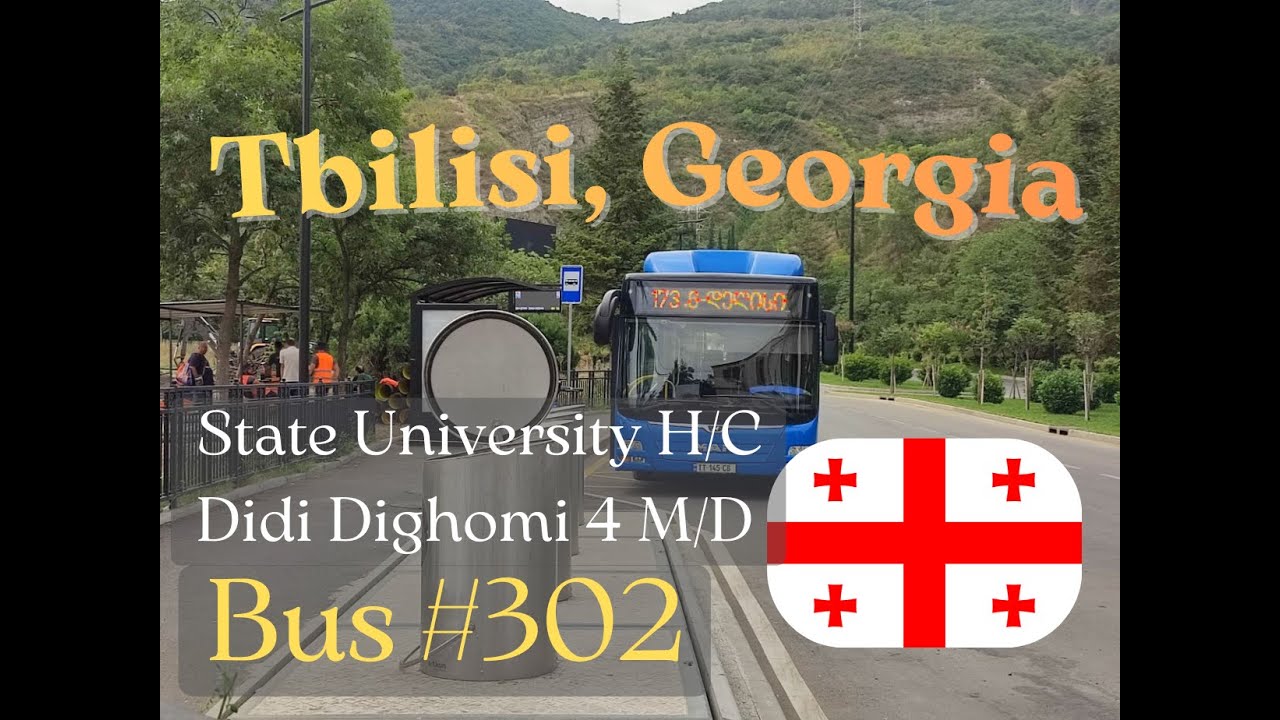 TBILISI Bus №302 (State University H/C - Didi Dighomi 4 M/D) full ride window view