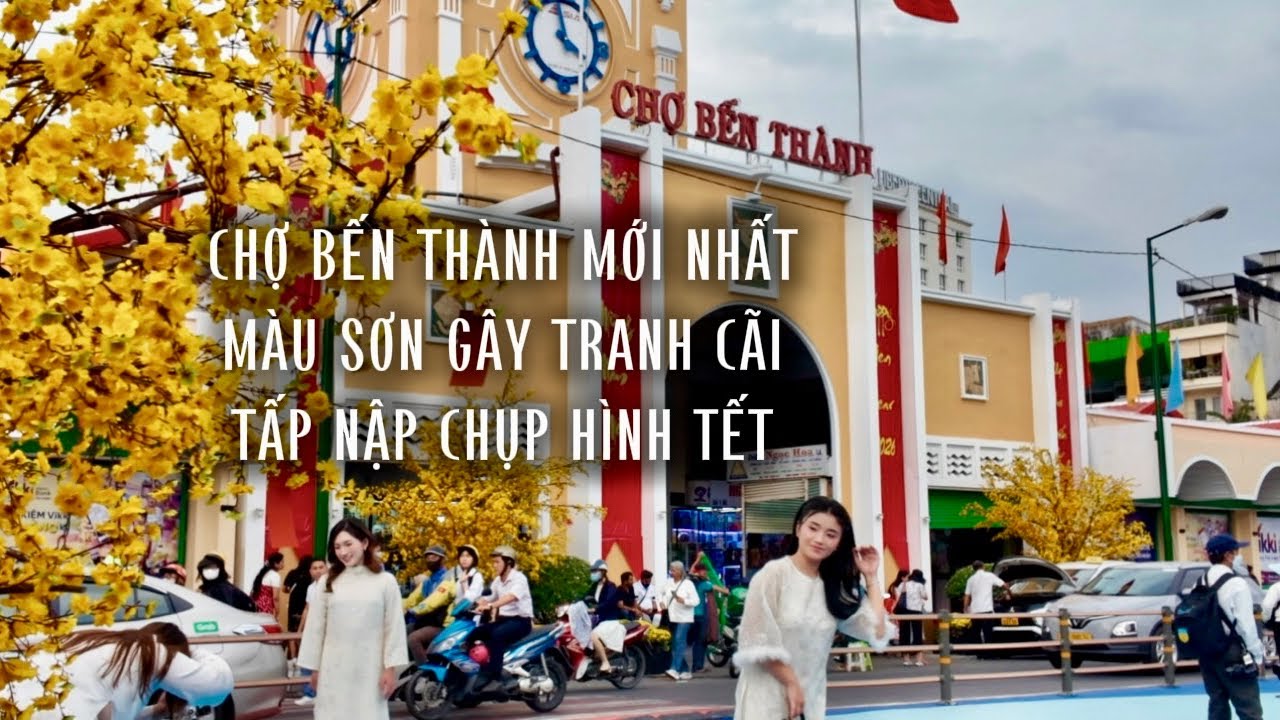 BẤT NGỜ CHỢ BẾN THÀNH ! LỘ DIỆN BẾN THUYỀN HOA, HỌA TIẾT GÂY TRANH CÃI & TẤP NẬP CHỤP HÌNH TẾT 