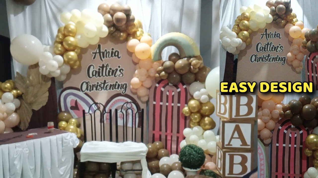 Simple Balloon Decoration Ideas for Christening | Backdrop Decoration Ideas at Home 