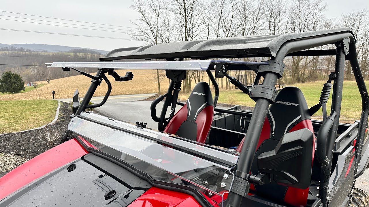 Распаковка, установка и обзор откидного ветрового стекла SuperATV для Kawasaki Teryx S 2022 года.