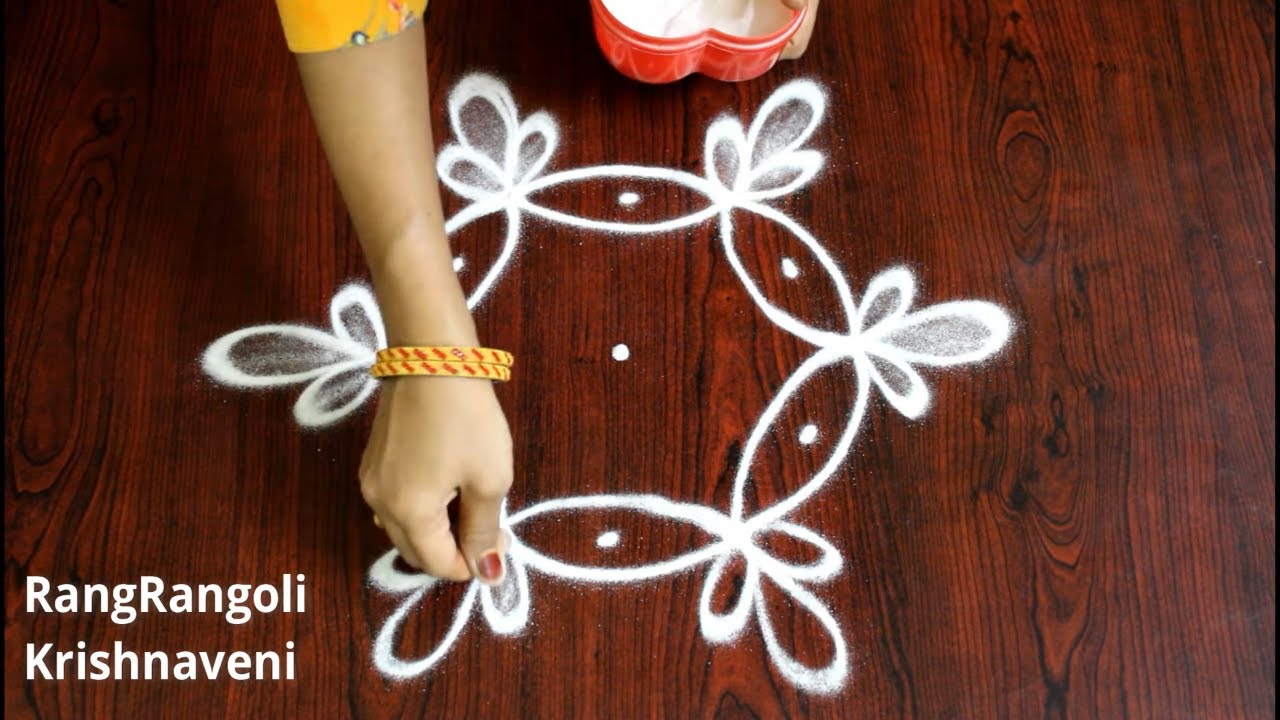 Easy Diya Rangoli Designs with 3*2 dots | Simple Deepam Kolam | Deepala Muggulu | RangRangoli