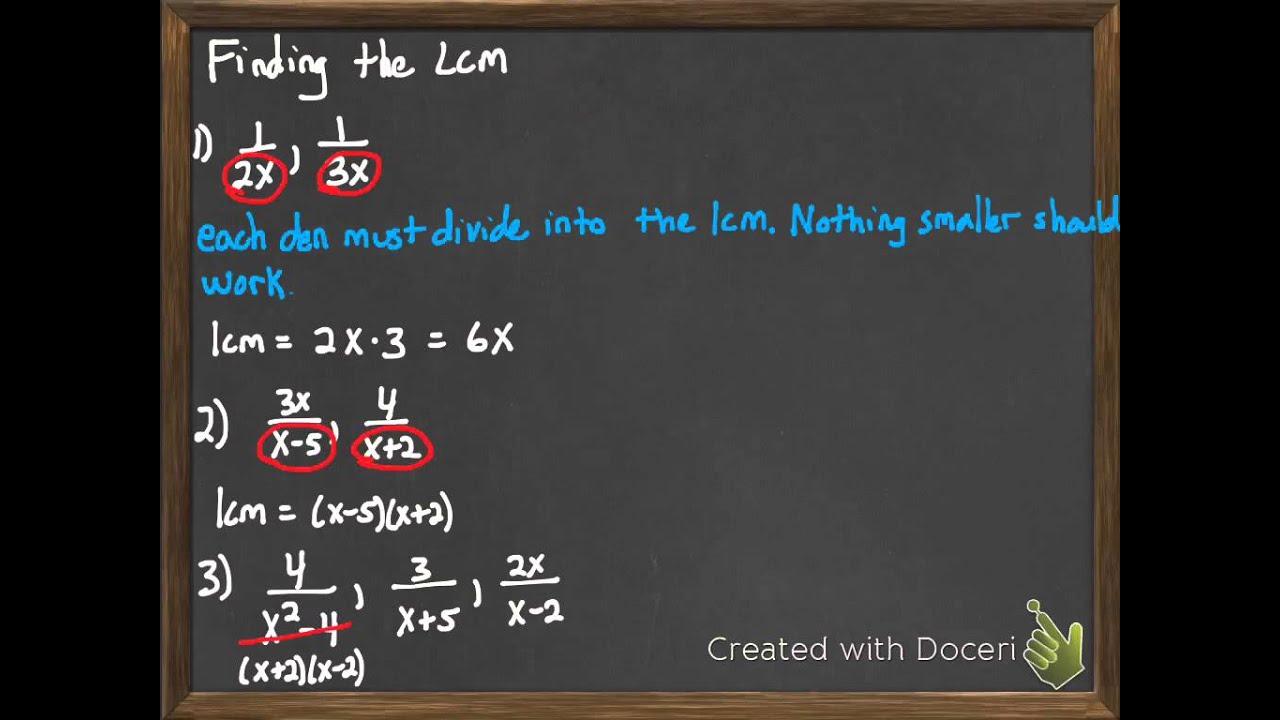 Finding the LCM for Algebraic Fractions