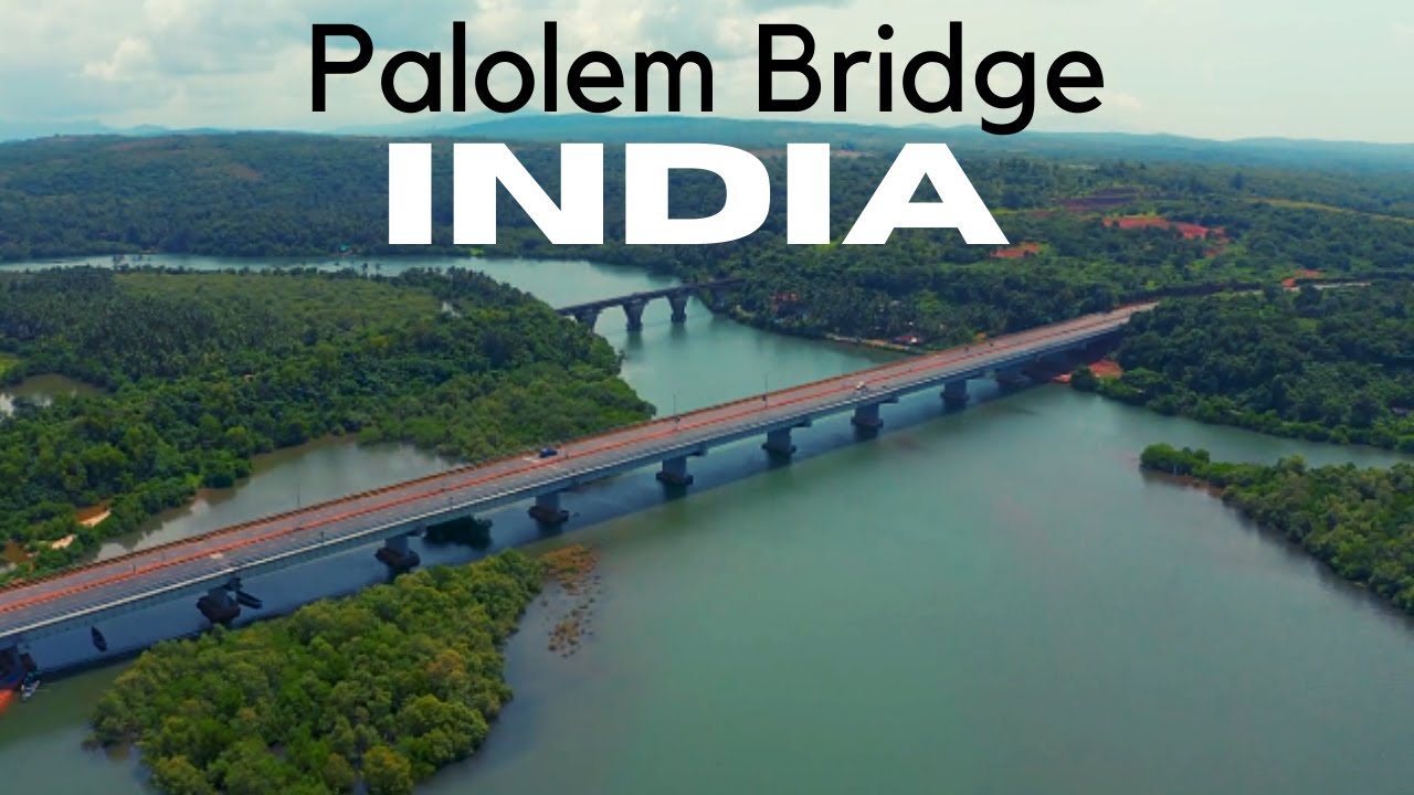 Aerial View of Palolem Bridge Goa India - Goa Bridge Drone Video