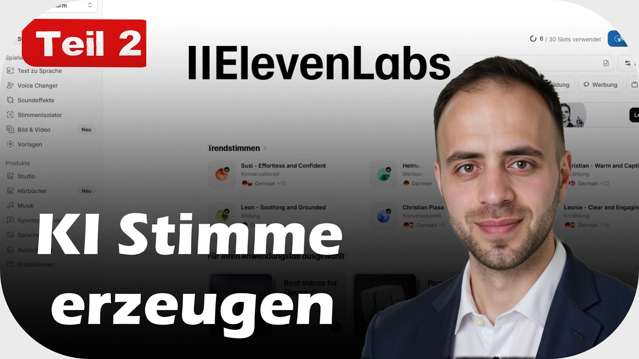 ElevenLabs für Anfänger – KI Stimme erstellen & Stimme erzeugen mit KI (deutsch) – Teil 2