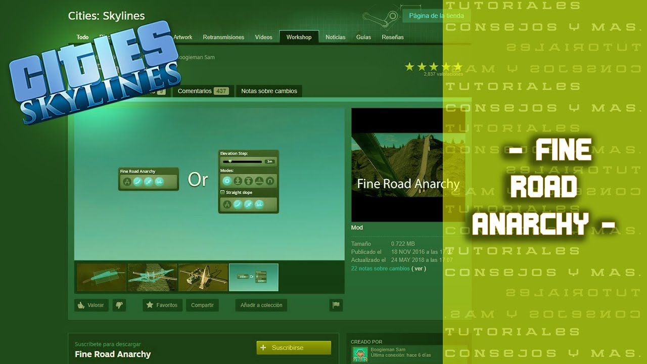 CITIES SKYLINES - TUTORIALES - MOD - FINE ROAD ANARCHY