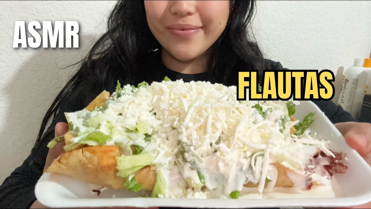 ASMR español comiendo flautas crujientes (Pollo, queso y cochinita) 🤤 SONIDOS CRUJIENTES