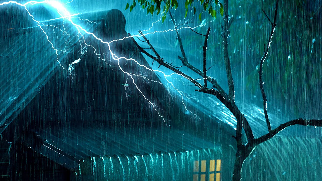 The Best Sound for Sleeping: Heavy Rain & Raging Thunder on Tin Roof in Pitch Black Night