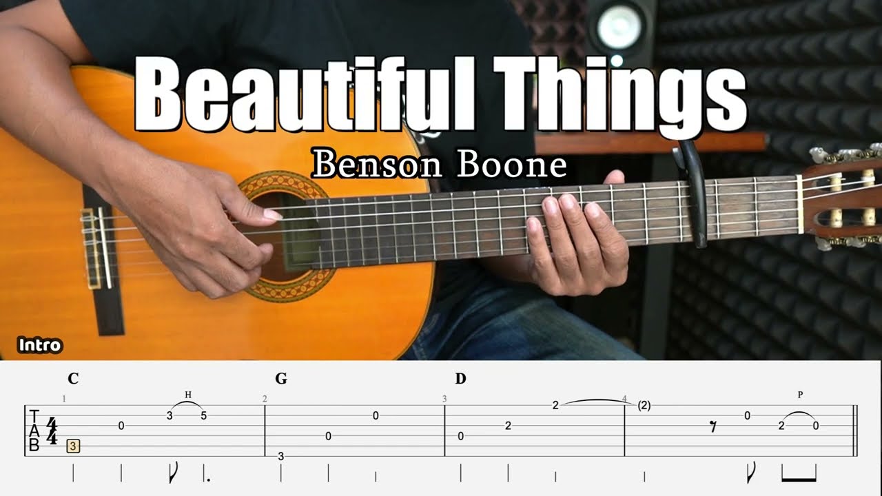 Beautiful Things - Benson Boone - Fingerstyle Guitar Tutorial + TAB & Lyrics