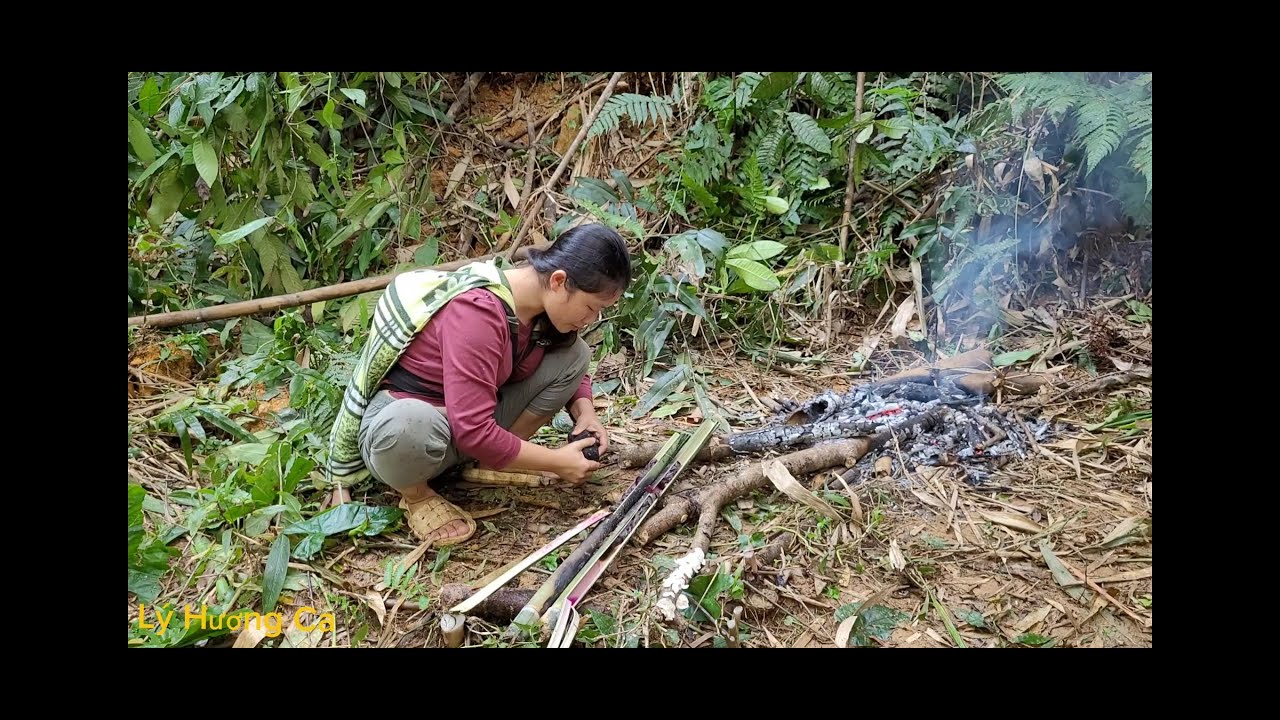 A single mother and her children look for wild vegetables and strange potataes to eat.