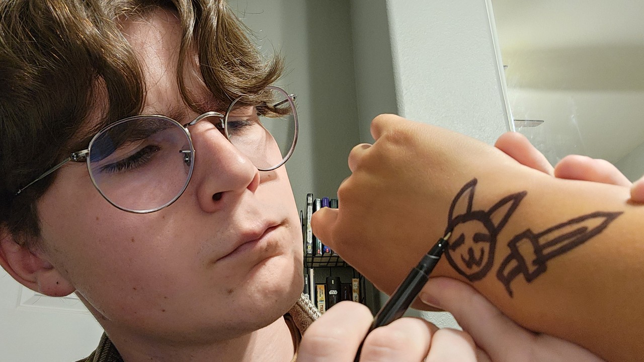 ASMR a sketchy guy gives you a tattoo