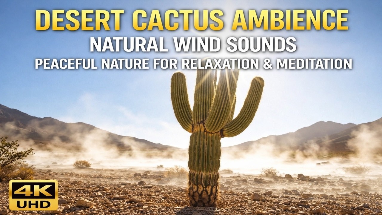Desert Cactus Ambience | Natural Wind Sounds | Relaxing Nature in 4K