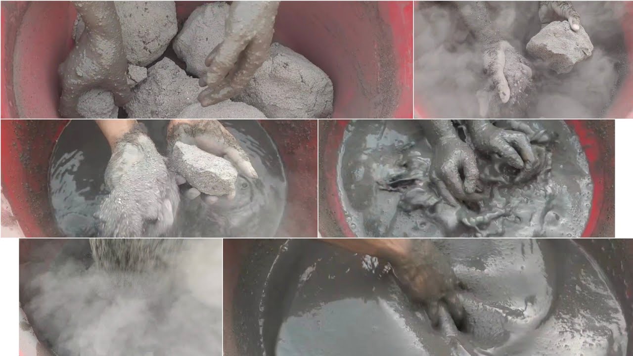 Dusty gritty sand cement dry+water crumbing #charcoalashes #charcoal #gritty |as asmr|
