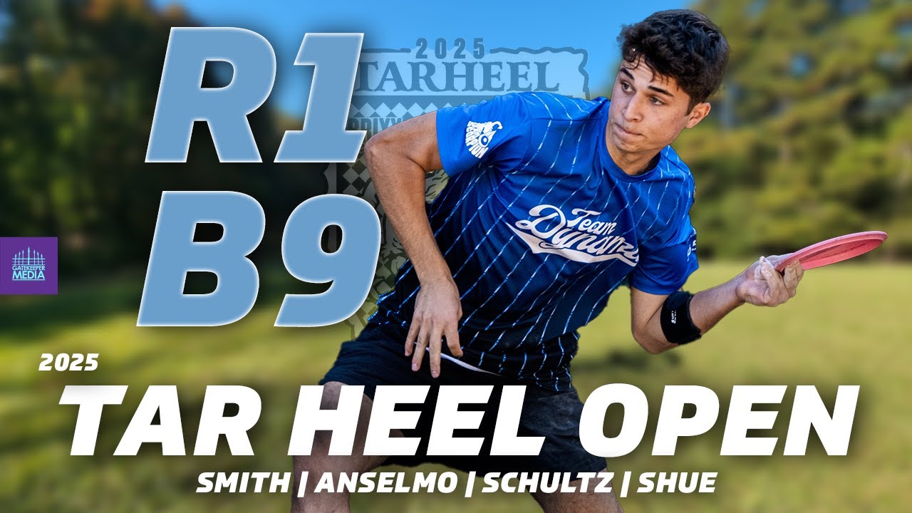 Yeet Street Discs представляет 24-й турнир Tar Heel Open | R1B9 | Смит, Ансельмо, Шульц, Шу |