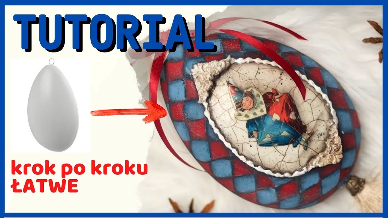 Decoupage pisanka retro z pajacykiem - DIY tutorial