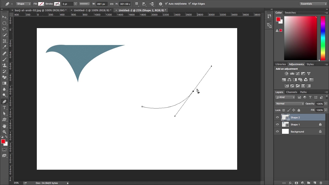 Pen tool Add anchor Point and Delete Anchor Point in Photoshop CC