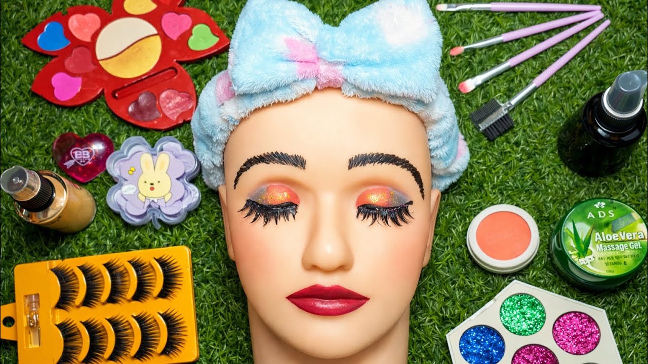 ASMR Makeup on Mannequin 🎭 (No Talking) | ASMR RUMI Kpop Demon Hunters Makeup 💋 🎀 Satisfying Videos