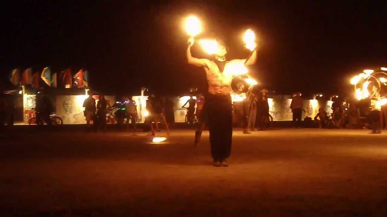 Double Fire Nunchaku Burning Man 2013