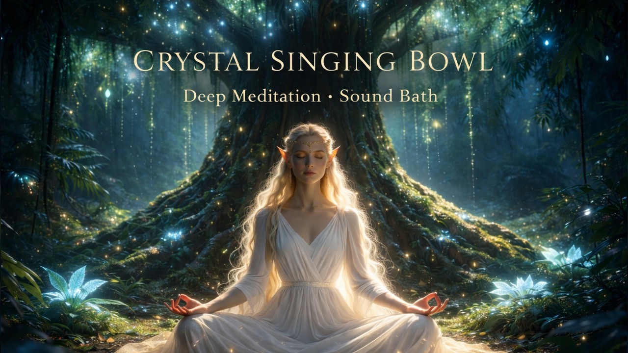 Crystal Singing Bowl Meditation in a Luminous Forest | Stress Relief, Study Focus, Spa & Inner Peace