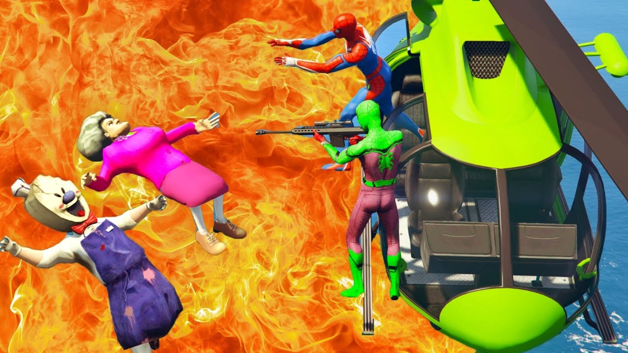 Scary Teacher 3D - Spiderman's Helicopter and Nick Revenge - Spiderman's Dream Become True