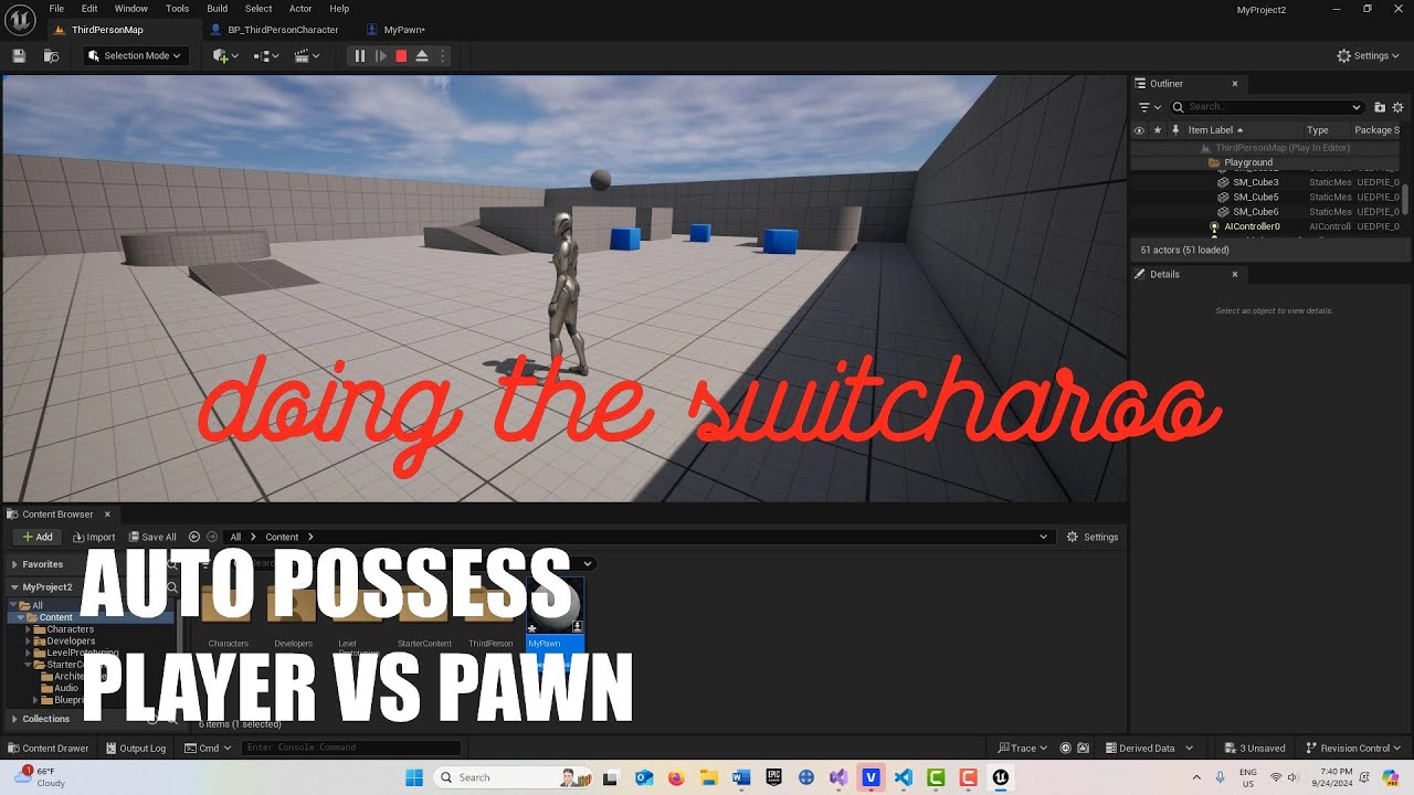 Автоматическое владение и переключение между игроком и пешкой в ​​Unreal Engine