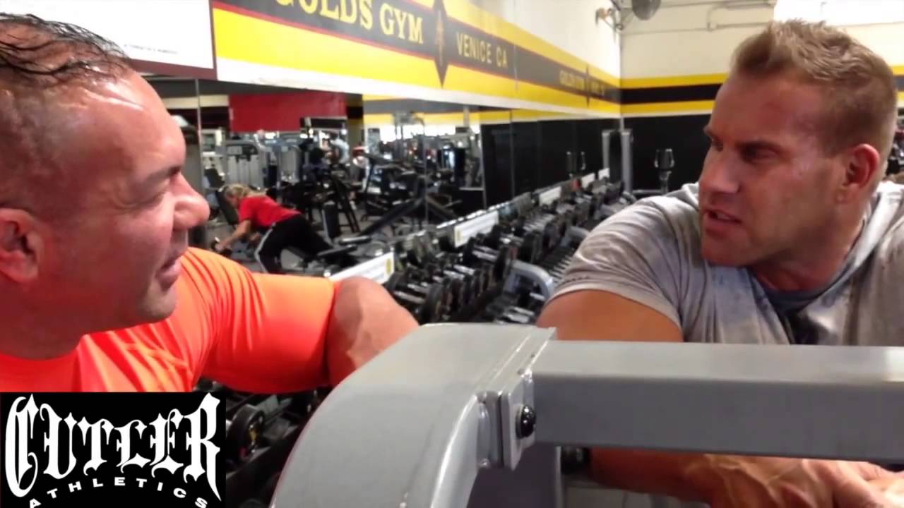 Jay Cutler training his back and bis in The Mecca Golds Gym Venice