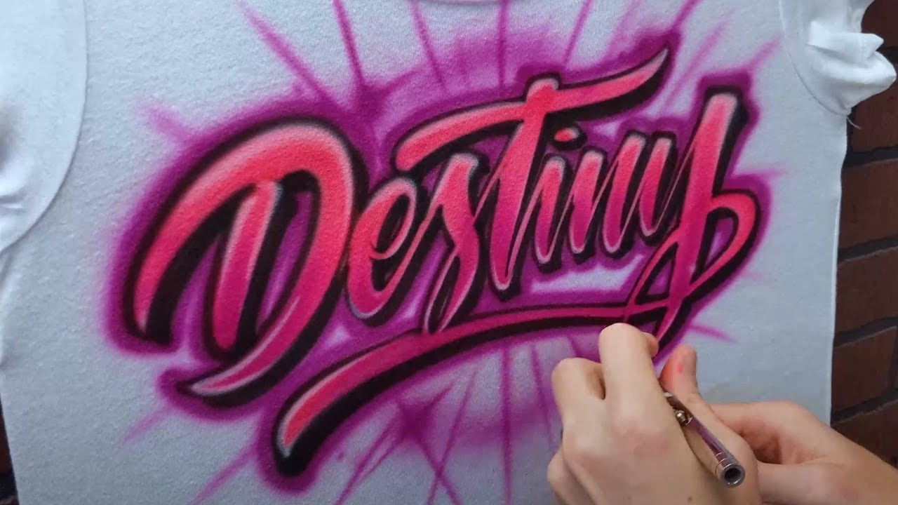 Airbrush Graffiti Filled Script Letters | 