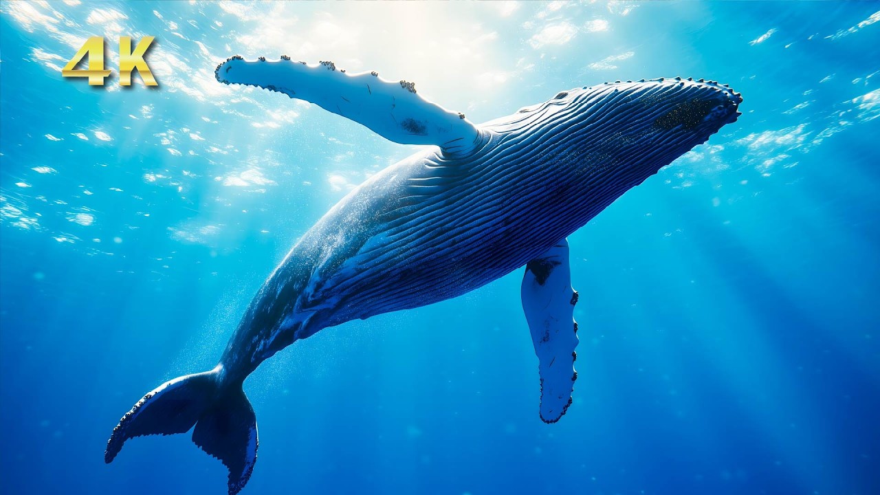 4K【睡眠用BGM】クジラと眠る💤100%海中自然音＋クジラの声 × 癒しのピアノ音楽｜Whale Songs in the Blue Ocean -Relaxing Music