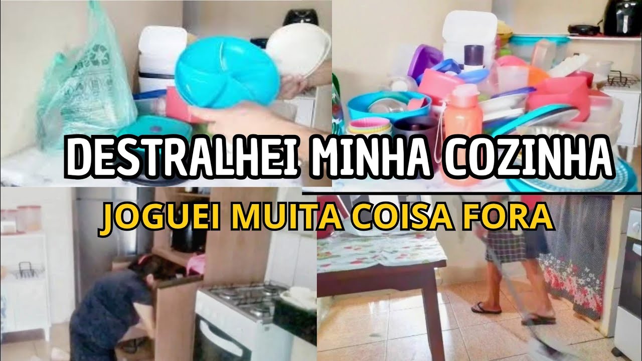 DESTRALHE  NOS ARMÁRIOS DA COZINHA/ TIREI TUDO QUE NÃO  USO MAIS / FAXINA  PESADA 💪✨️🧹🪣