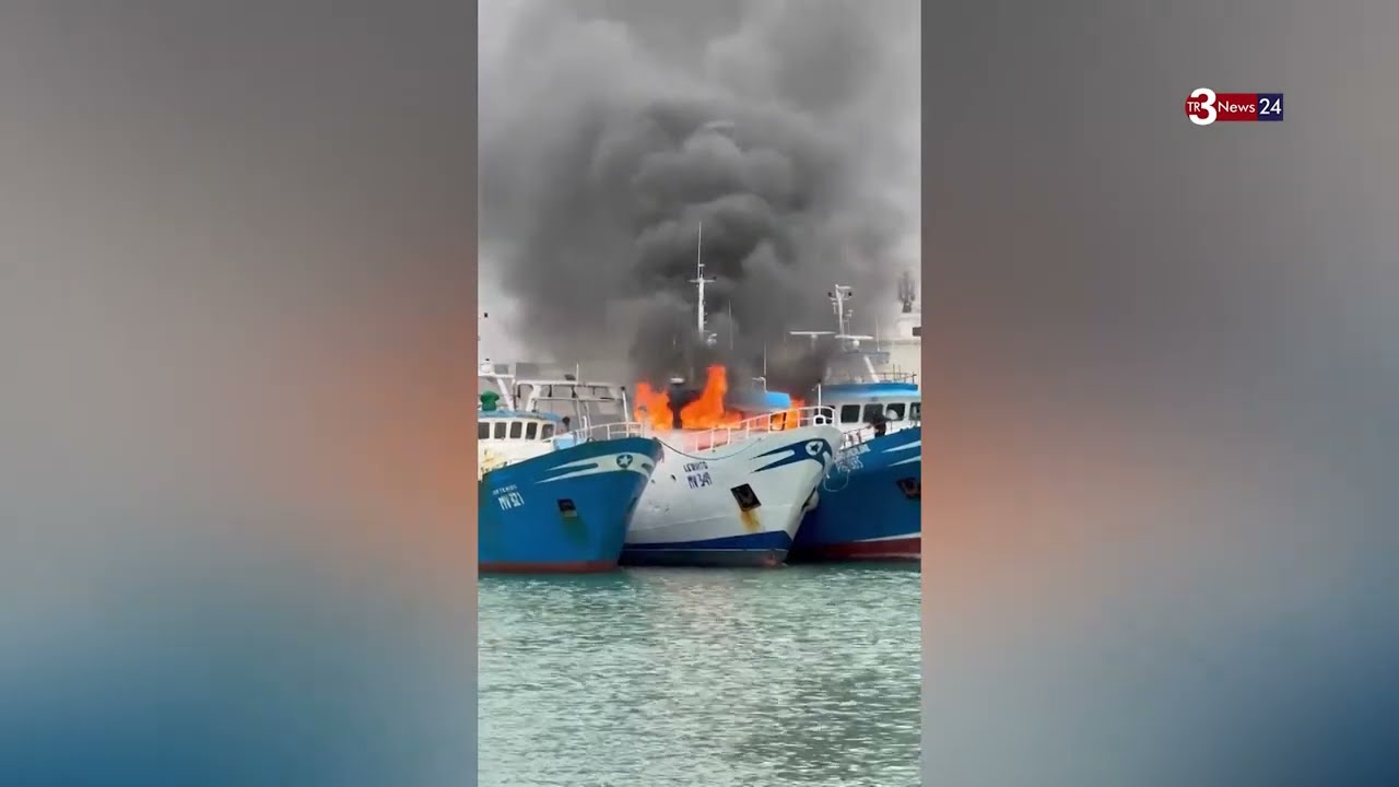 Mazara del Vallo, incendio su un peschereccio al porto