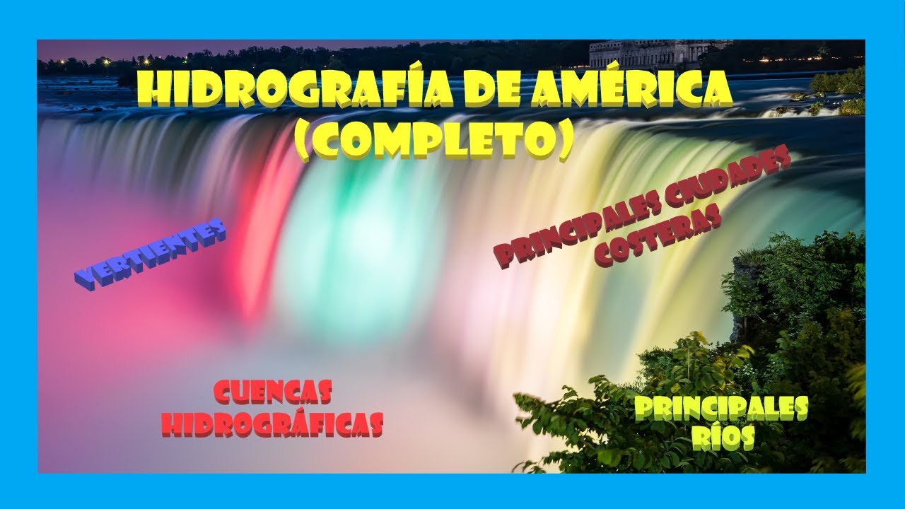 Hidrografía de América (reeditado). Cuencas, vertientes, ríos y principales ciudades costeras.
