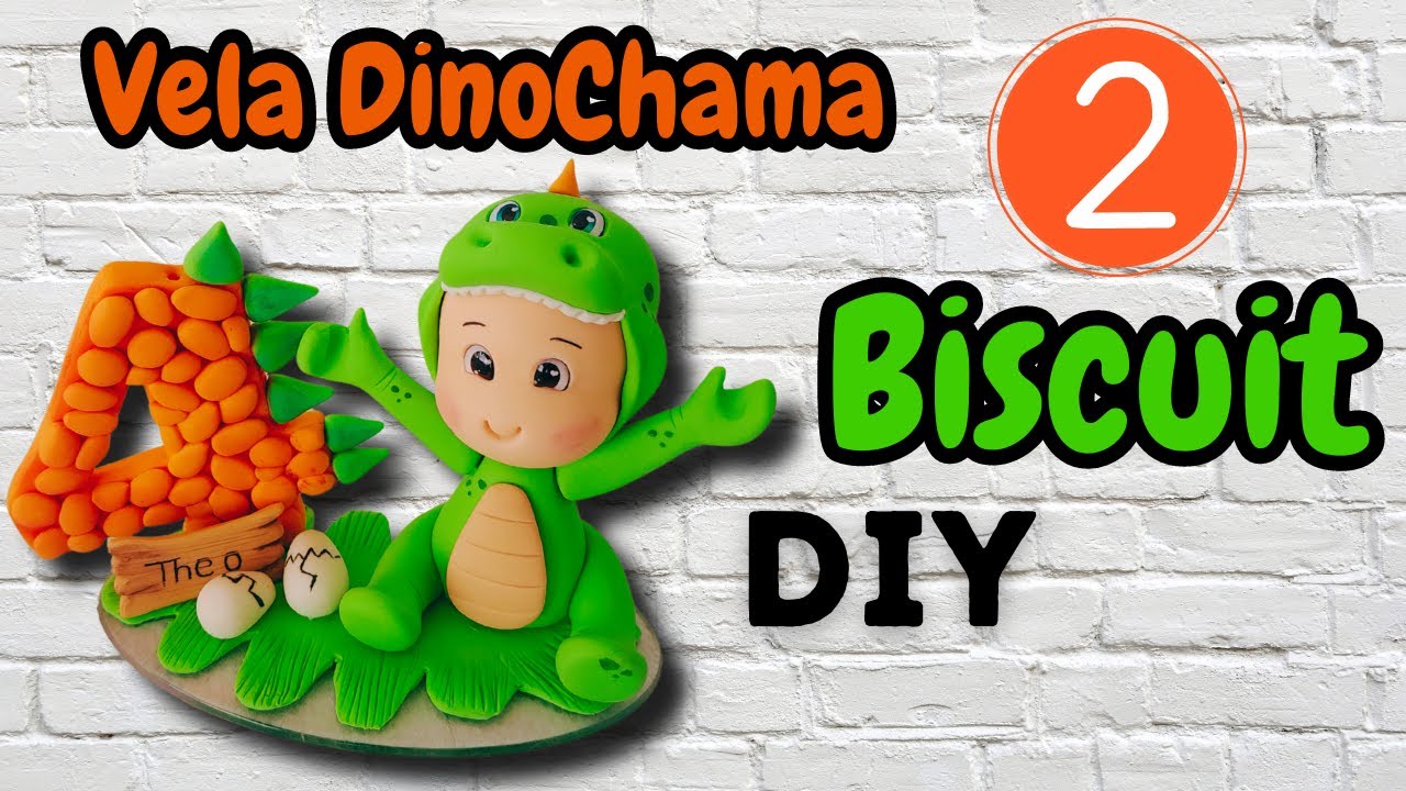DIY - PARTE 2 - VELA BABY DINOSSAURO DE BISCUIT, PASSO A PASSO COMPLETO / SEM MOLDE