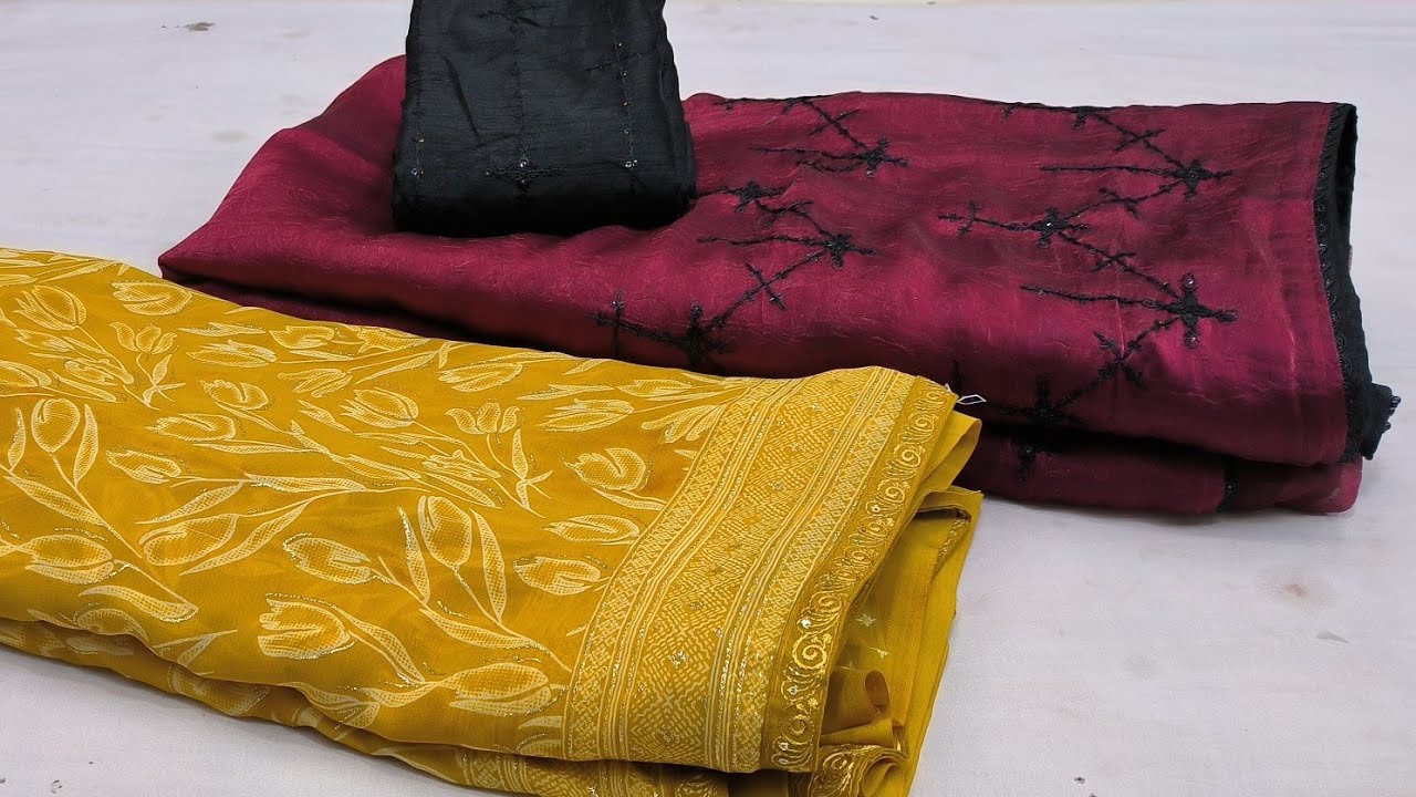 Fancy Blouse Sarees|Jaipuri Hand Work Saree|Georgette Saree#newfancysaree2026 #sadiya 