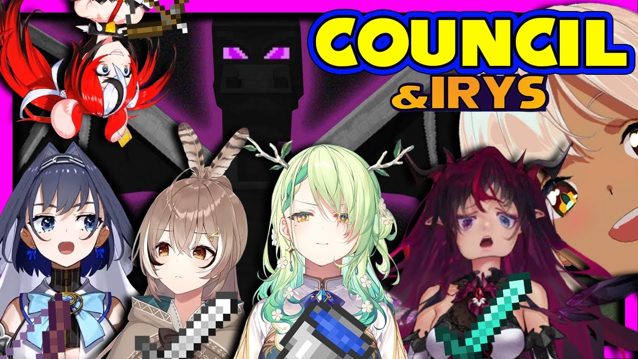 [Hololive EN] Council & IRyS - Fighting The Ender Dragon [All POVs]
