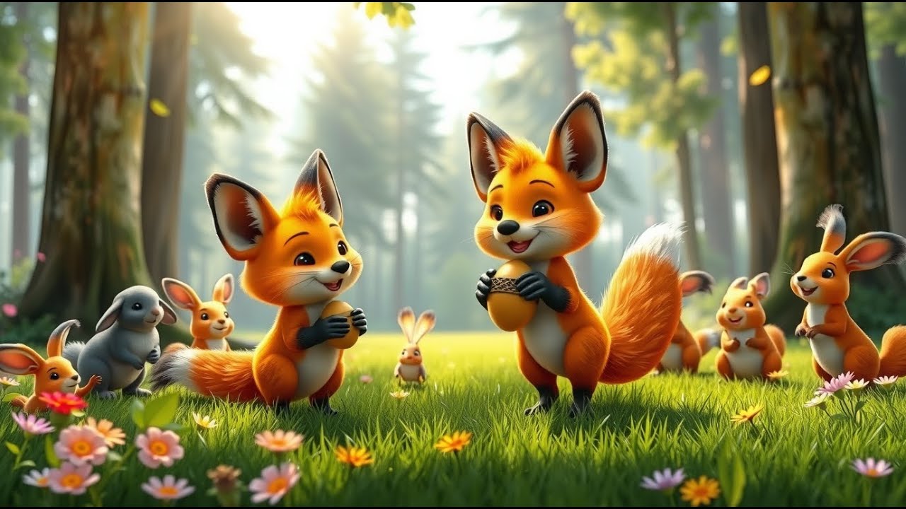 Лисёнок и золотой жёлудь 🦊🌰 | Весёлые и поучительные истории для детей | Короткая история с моралью