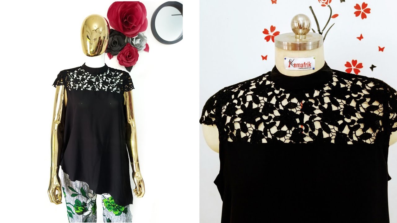 How to make a chiffon top with yoke and Mandarin collar