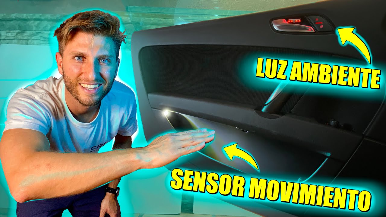 💡Como instalar LUZ CON SENSOR DE MOVIMIENTO en la GUANTERA + LUZ AMBIENTE EN LA MANETA del coche