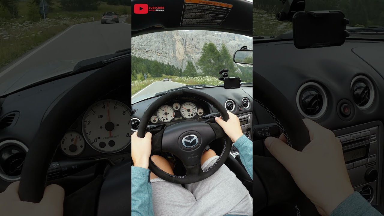 Mazda MX-5 NB 1.8 vertical POV drive - Passo Pordoi (Loud Exhaust)