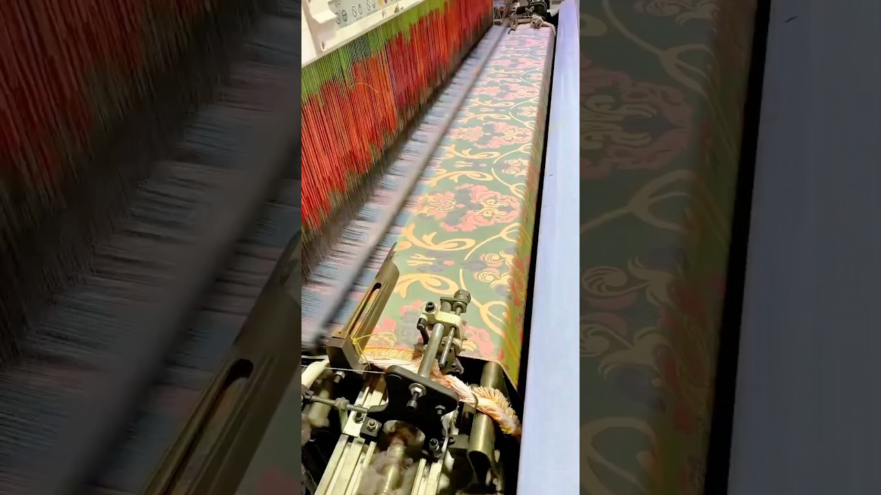 The process of weaving jacquard fabric using a jacquard loom