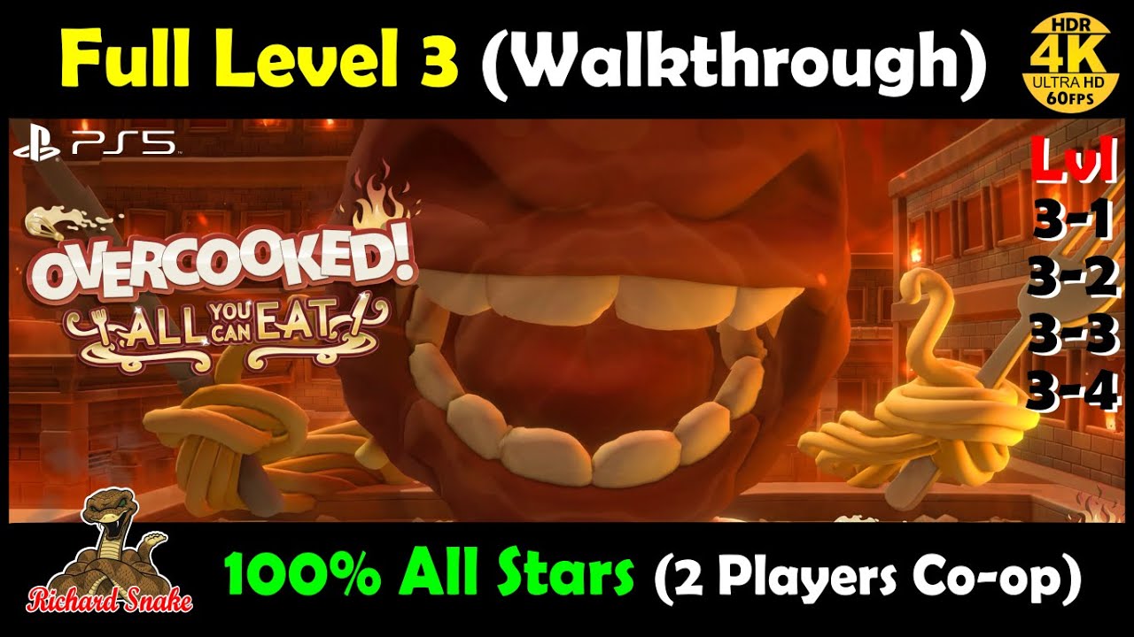 Overcooked All You Can Eat - Full Level 3 (Coop) 100% All Stars Walkthrough - No Comment