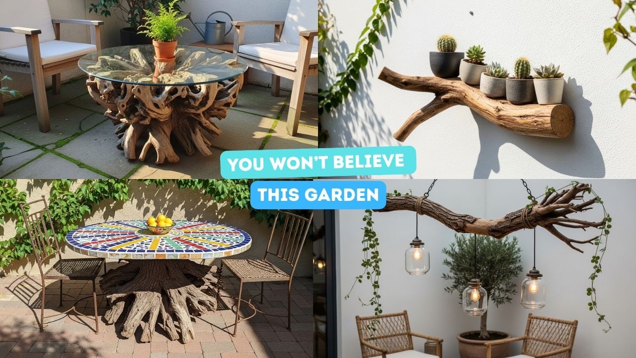 I Turned Trash Into THIS!? ♻️ 12 DIY Mosaic Garden Ideas Using Roots & Plates for Tiny Yards!