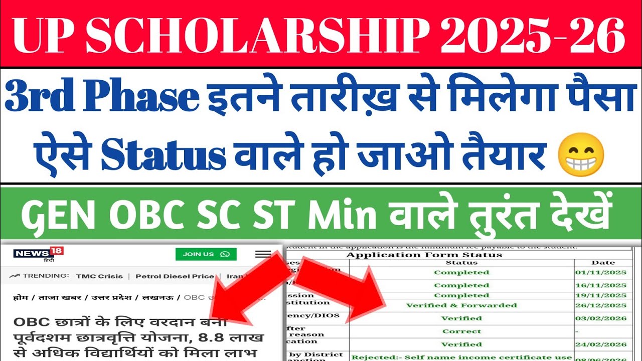 up scholarship latest news today/up scholarship latest news/up scholarship Kab Ayega 2025-26