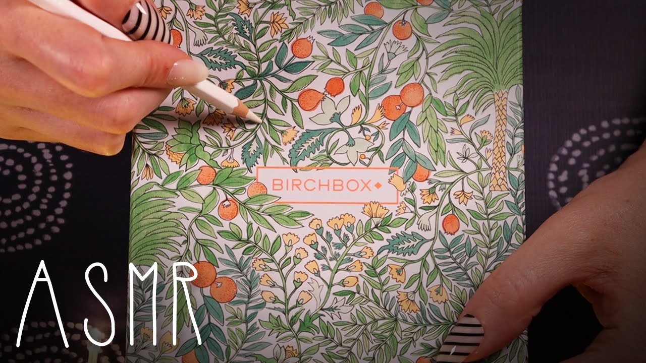 ASMR pencil tracing Birchbox springtime (🎧 no talking, tracing, leaves, pretty)
