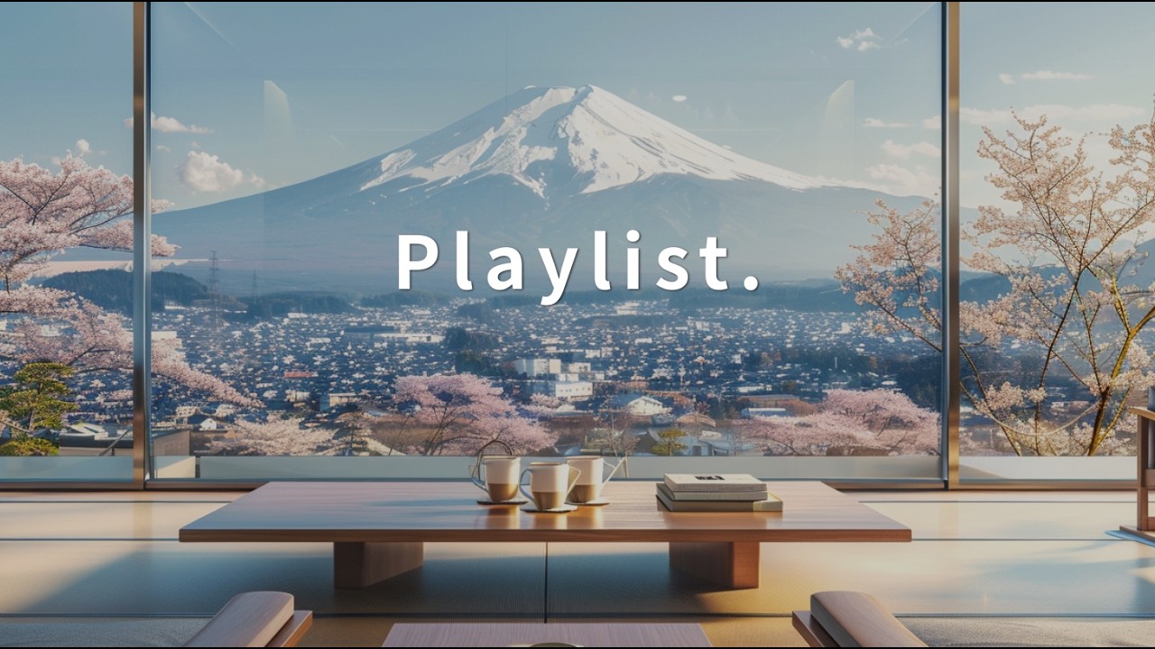 Playlist🎧  후지산이 보이는 벚꽃 카페의 로파이🌸 Fuji Sakura Café 🌸 Lofi Study Music for Focus | 富士山 桜カフェ