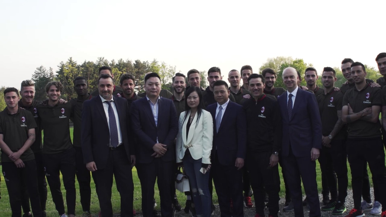 The team welcome the new AC Milan management at Milanello