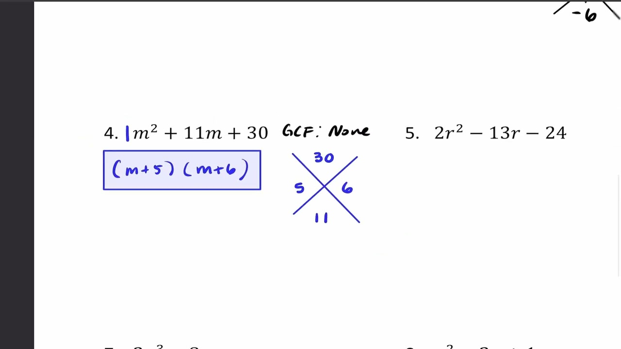 Algebra 2 Seniors - U7D1 Notes: Factoring Review