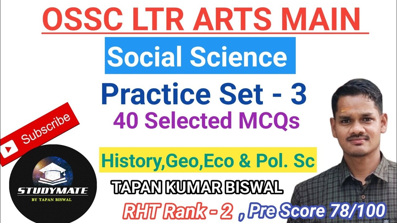 Practice Set - 3 II LTR TGT ARTS Main ll Social Science ll 40 MCQS ll Selected Questions 