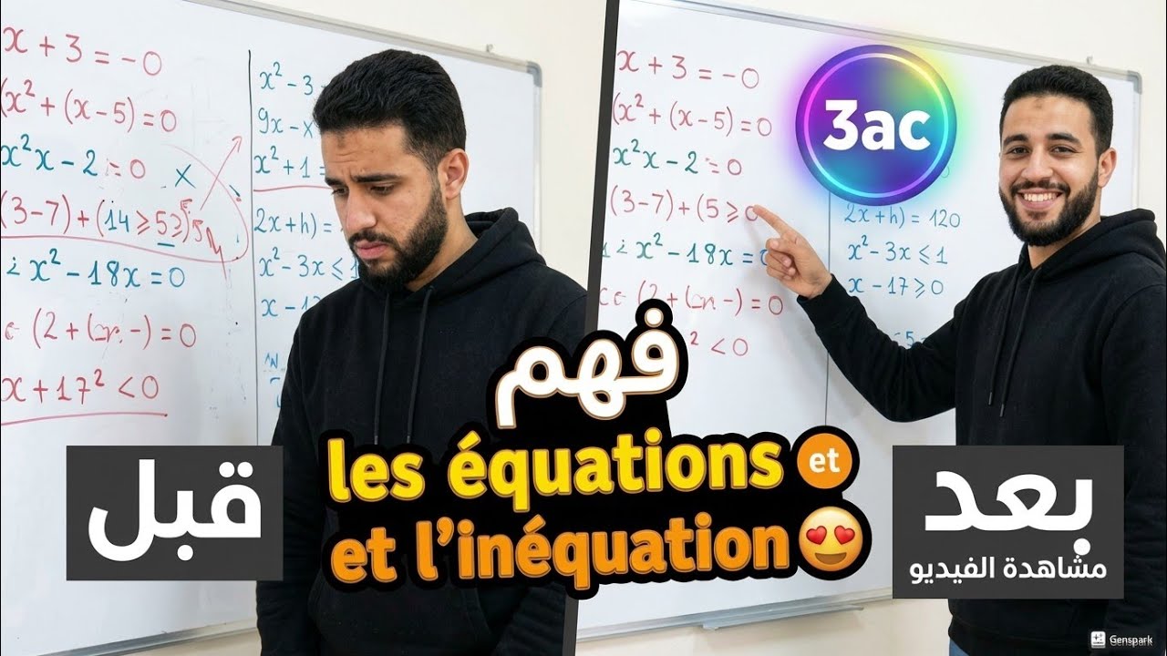 3ac || درس 1 دورة 2 les équations et l'inéquation  أجي تفهم درس كامل +تصحيح مراجعة جهوي 😍